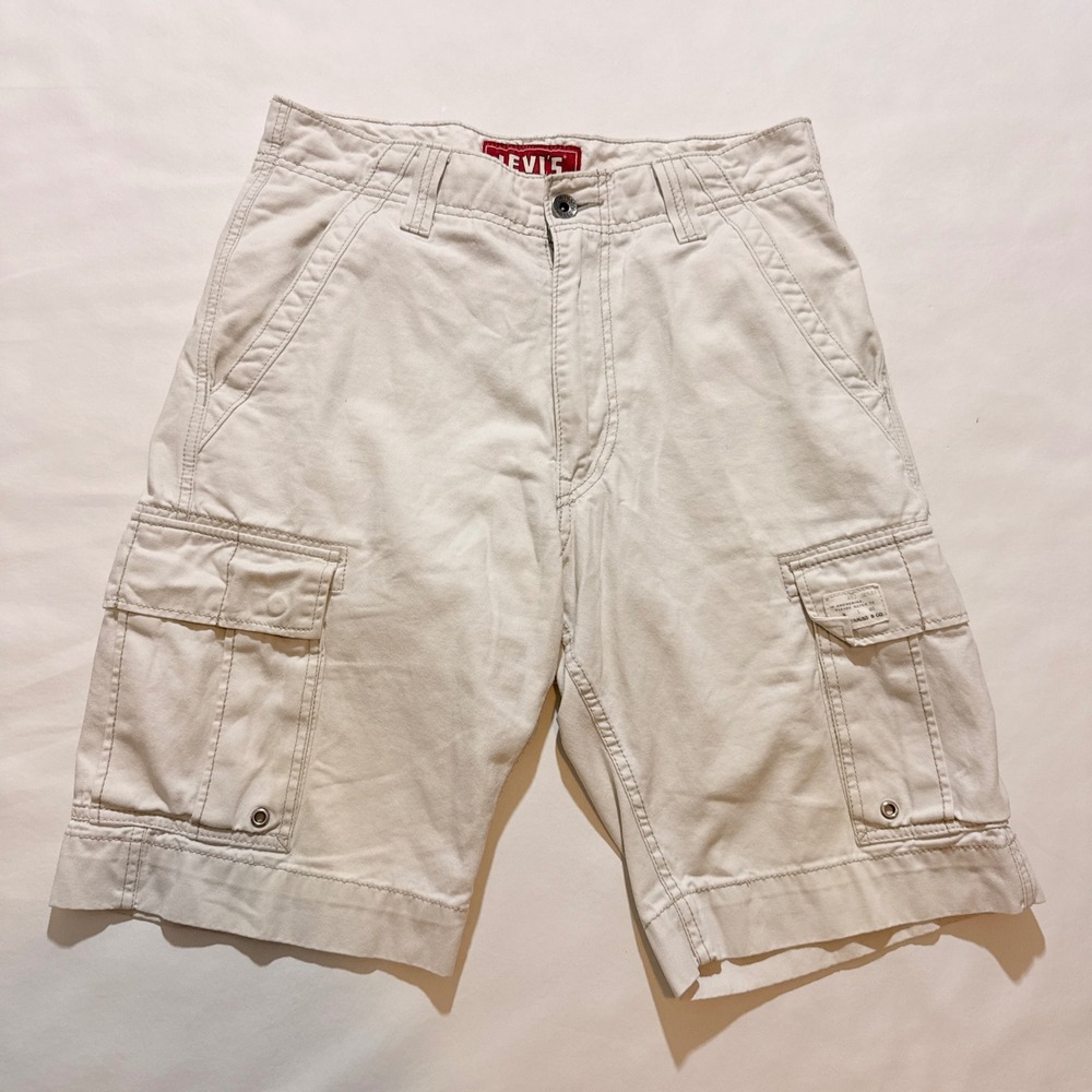 Levis Cargo Shorts Mens W30 Beige Y2K 2008 Utility Cotton Multi Pocket